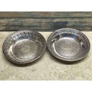 Vintage Reed & Barton Silver Plated Candy Nut Serving Dish 1301 And 1302